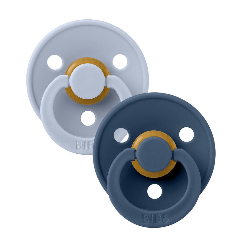 BIBS Colour Natural Rubber Pacifier Pack of 2  – Latex Size 1 Dusty Blue/Steel Blue - Image 1